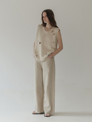 hole knit top (beige)