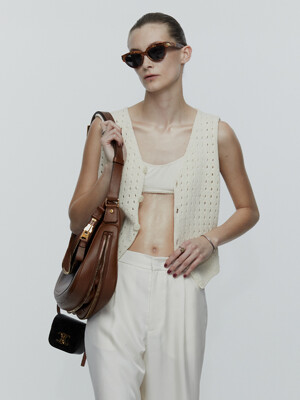 V-NECK PUNCHING VEST_LIGHT BEIGE