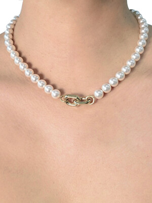 Chain Mix Pearl Necklace[White]
