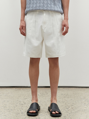 [린넨라이크데님]Linen Like 2Pleats Shorts DCPT006Ivory