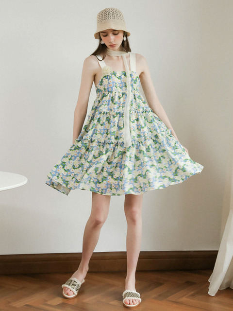 원피스 - 던드롭 (DUNDROP) - DD_French daisy floral dress