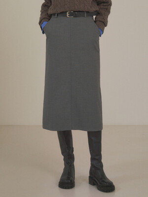 SIST9026 로우라이즈 H라인 롱 스커트_Charcoal