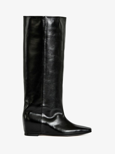 부츠 - 누트 (Neute) - 40mm Regina Wedge-Heel Long Boots (Black)