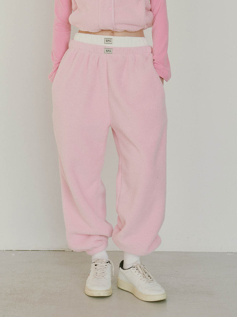팬츠,팬츠 - 슬리피곰 (SLEEPYGOM) - Pink cloud fleece pants 