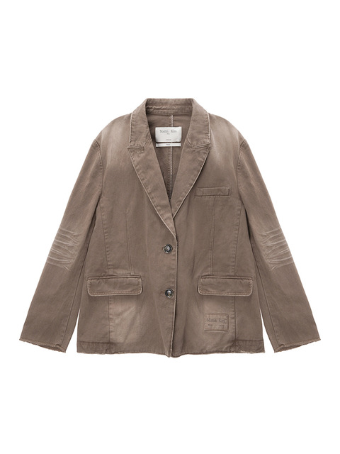 아우터 - 마뗑킴 (Matin Kim) - WASHED DENIM BLAZER FOR MEN IN BROWN