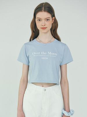 Over The Moon Crop T-shirt - SKY BLUE