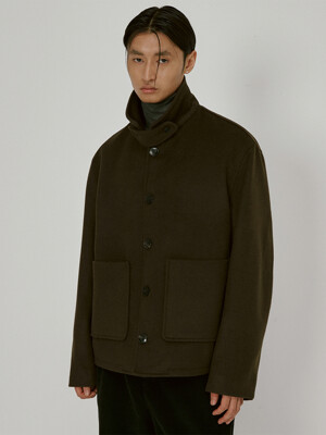 Fine wool short coat (brown)