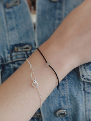 Double Ring Two Lines Chain Silver Bracelet B0999