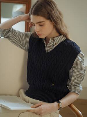 Monica knit vest_Navy