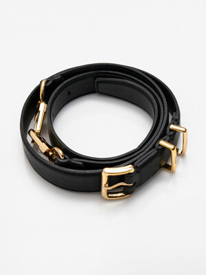French leather link belt_Black/Gold