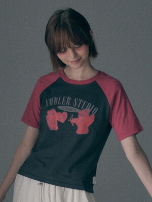 Cupid Bear Crop T-Shirts ACR504 (Pink)