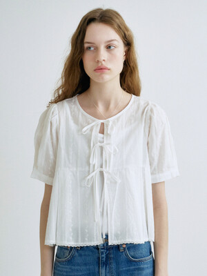 S Lovely Silhouette Ribbon Blouse_2colors