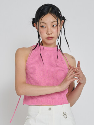 BOOKLE HALTER KNIT TOP_PINK