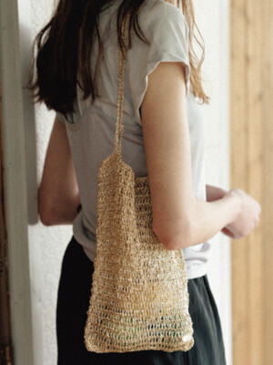 Hand knitted bag(Gold)