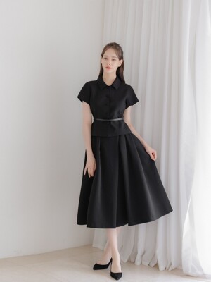 Double Tucked Flare Skirt / Black(2color)