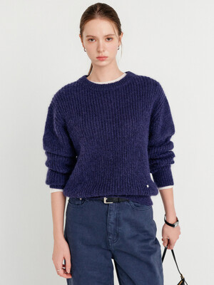 졸리 모헤어 풀오버 니트 탑_네이비 / JOLY MOHAIR PULLOVER KNIT TOP_NAVY