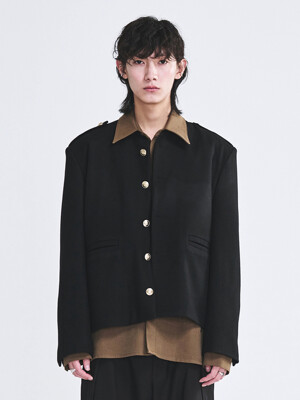 EPAULET WOOL JACKET BLACK