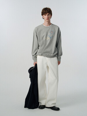 UNISEX BLOOM LOGO SWEATSHIRT MELANGE GREY_M_UDTS5A116G2
