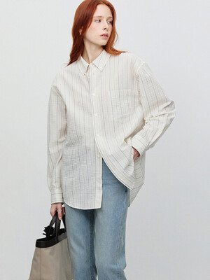 UNISEX OVERSIZED BD STRIPED SHIRT OFF WHITE STRIPE_UDSH5A115OW