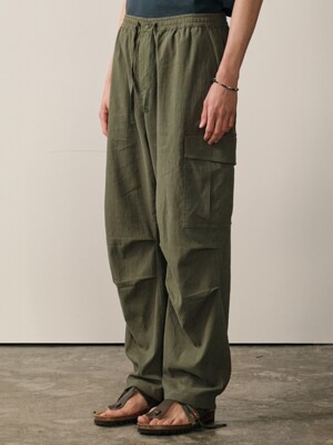 린넨 스트링 카고 팬츠 (KHAKI)