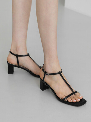리애나 스퀘어 T스트랩 샌들힐 (5cm)