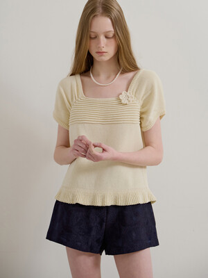 SQUARE FLOWER KNIT - LEMON
