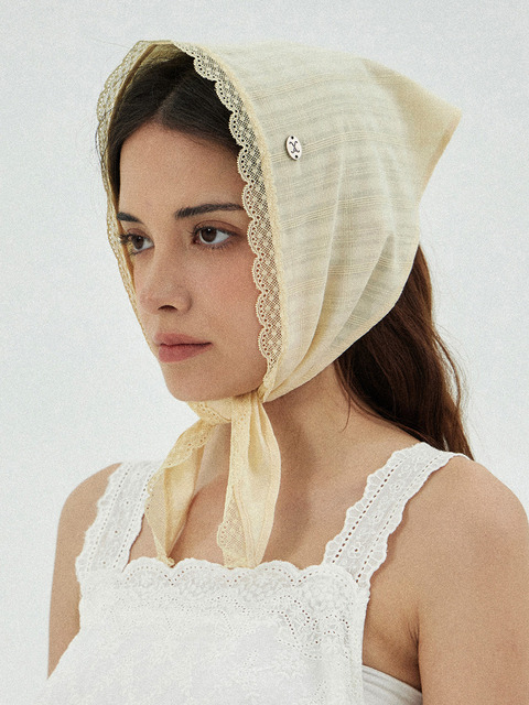 NOFFICIALNOFFICE★韓国★CHIFFON CORSAGE LACE BEANIE 2色/追跡 노피셜노피스]CHIFFON CORSAGE BEANIE OATMEAL