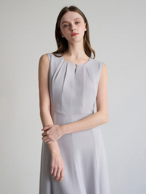 Aube chiffon flare dress [Light gray]