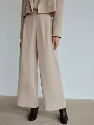 [리퍼브]Pintuck wide slacks (beige)