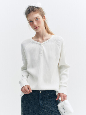 BUTTON BOXY WAFFLE T-SHIRT_TT5S214IV