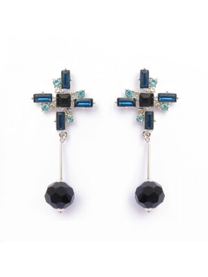 cross blue drop earrings