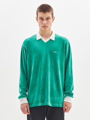 VELOUR COLLAR T-SHIRT_GREEN