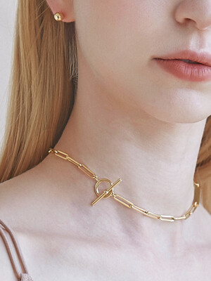 LINK CHAIN TOGGLE CHOKER NECKLACE_NZ1073