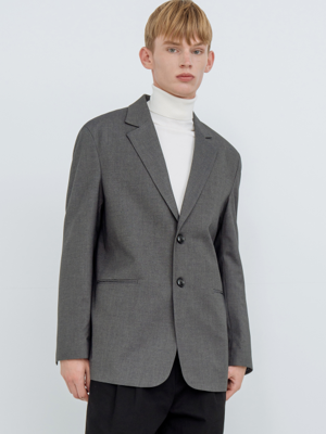 WOOL BLEND SINGLE BLAZER_GREY