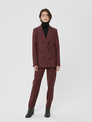 WINE WOOL STRAIGHT TROUSERS (JTJS105)