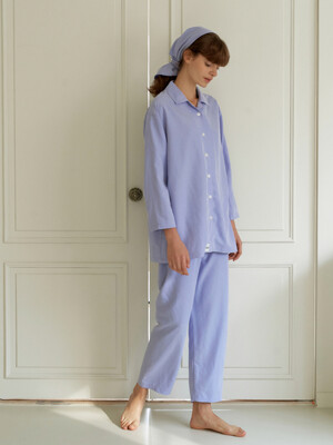 UES Oversized Retro Silky Pajama Skyblue 오버사이즈 레트로 실키 파자마