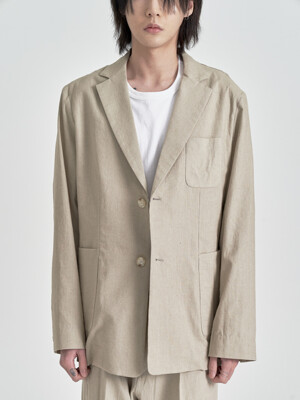 Linen Overfit Jacket (Beige)