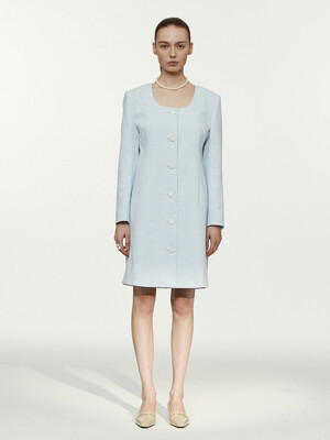 Grace Tweed Dress [Sky-Blue]