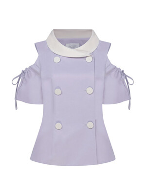 Lavender Shirring Off-Shoulder Blouse