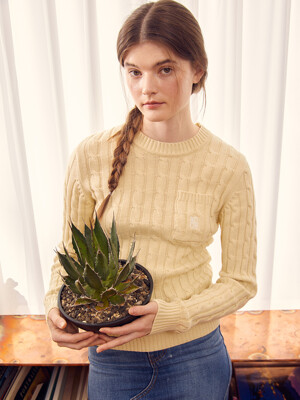 Classic Symbol Cable Knit Top [CREAM YELLOW]