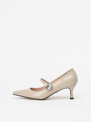 Virtuoso Embellished Strap Stiletto Pumps in Cream Ivory Box