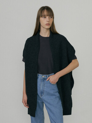 WOOL CAPE VEST(CHARCOAL)