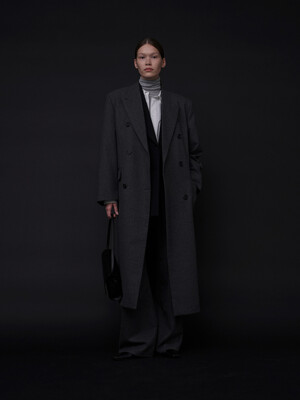 Oversized Double-Breasted Coat Charcoal
