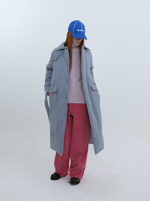 Belted Duck Down Long Coat_BLUE