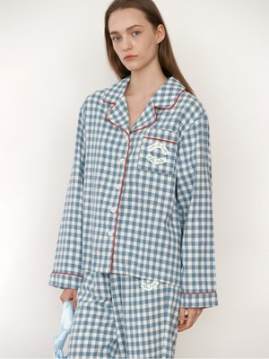 ROLAROLA X SAKI CHECK PAJAMAS BLUE