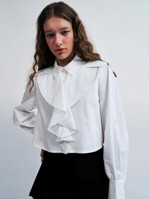 Queen Frill Cropped Shirts White WBCSTP001WH