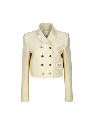 DOUBLE-BREASTED CROPPED JACKET (CREAM)
