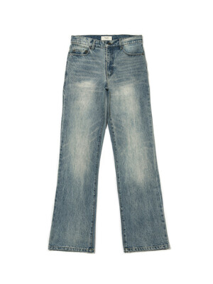 FLARED JEANS WASHED BLUE DENIM