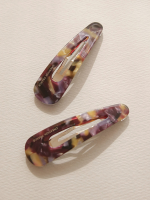 France Mother of Pearl Marble Aurora Purple Hair Clip H0981