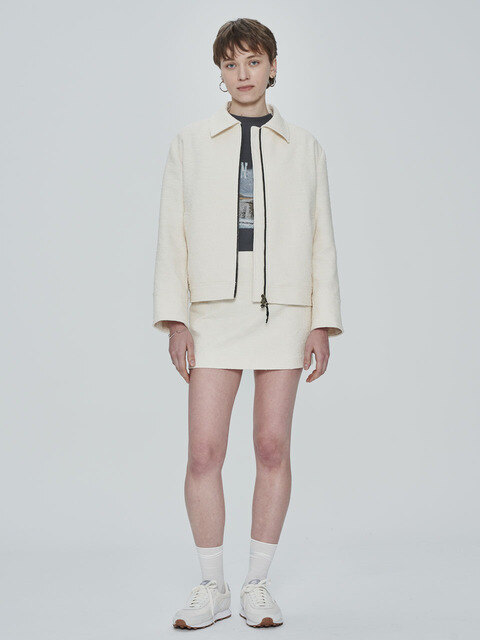 스커트 - 비먼 (VIMUN) - cotton tweed low-rise mini skirt_cream